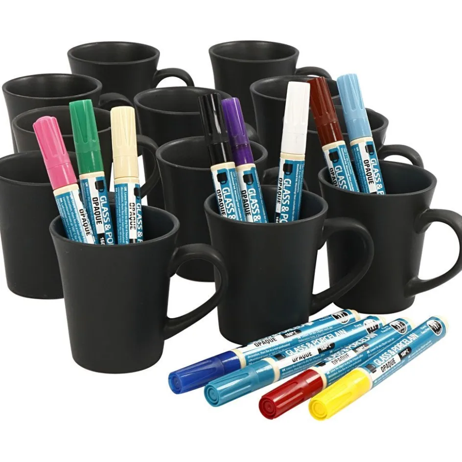 Creativ Company Black mugs painting| Equipment And Utensils