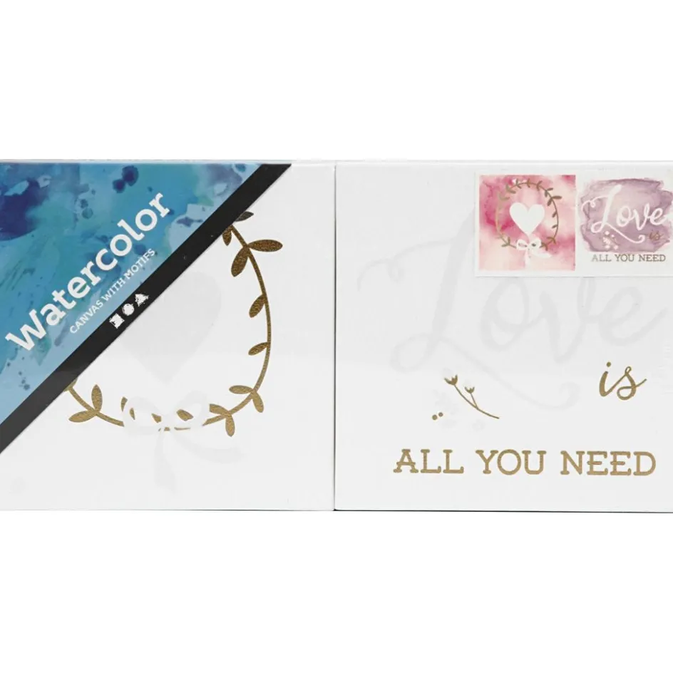 Creativ Company Canvas with Gold Motifs| Watercolour Paints