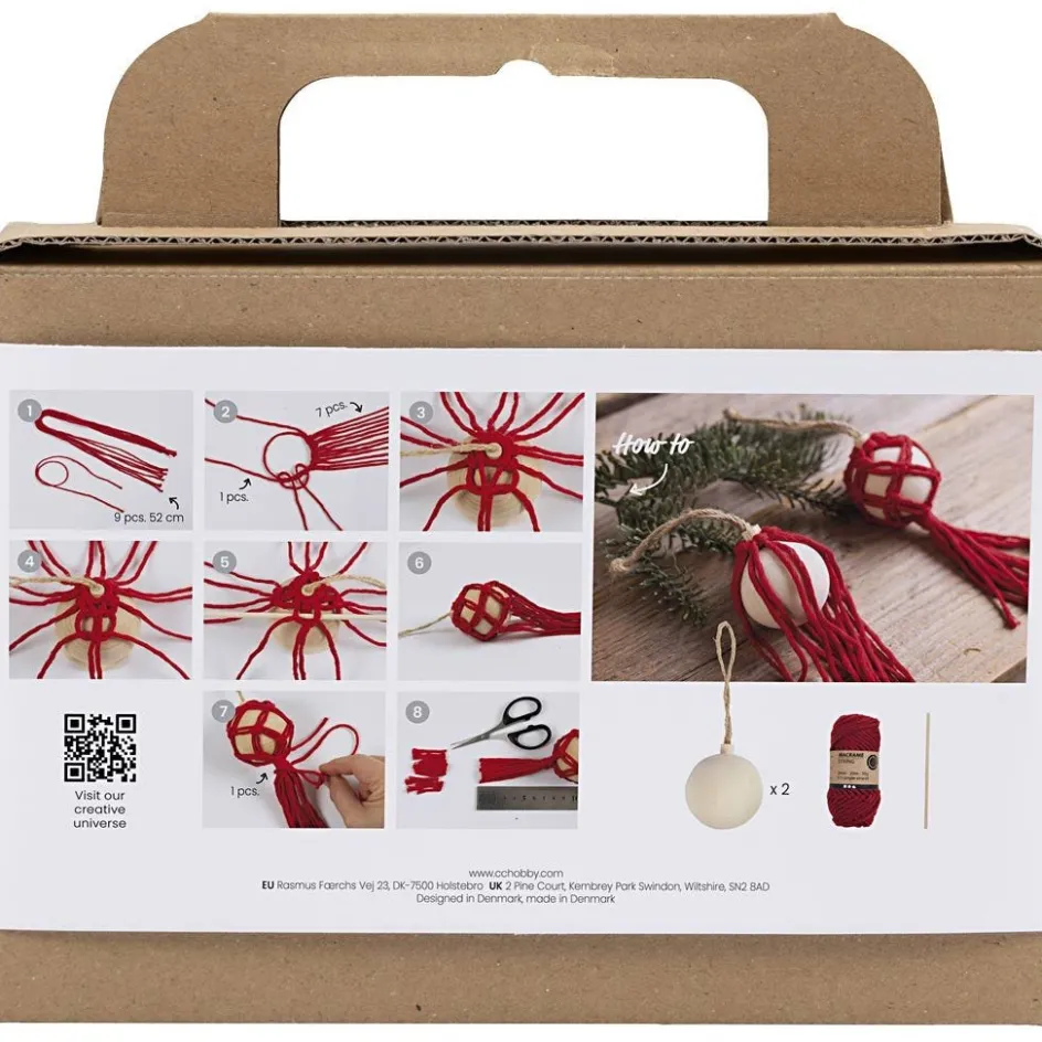 Creativ Company Craft Kit Christmas Baubles| Macramé|Diy-Kits, Textiles And Yarn