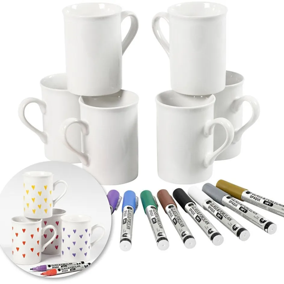 Creativ Company Creative kit – Decorate mugs with porcelain markers| Equipment And Utensils|Diy-Kits, Items For Decoration