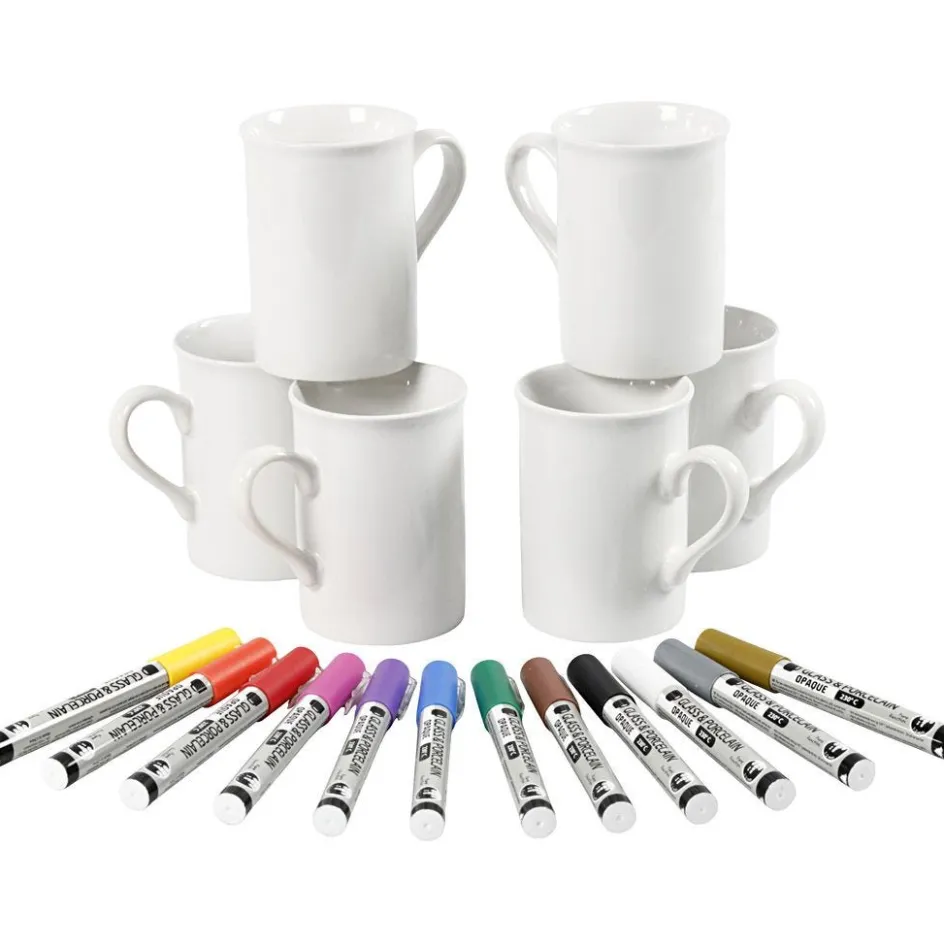 Creativ Company Creative kit – Decorate mugs with porcelain markers| Equipment And Utensils|Diy-Kits, Items For Decoration