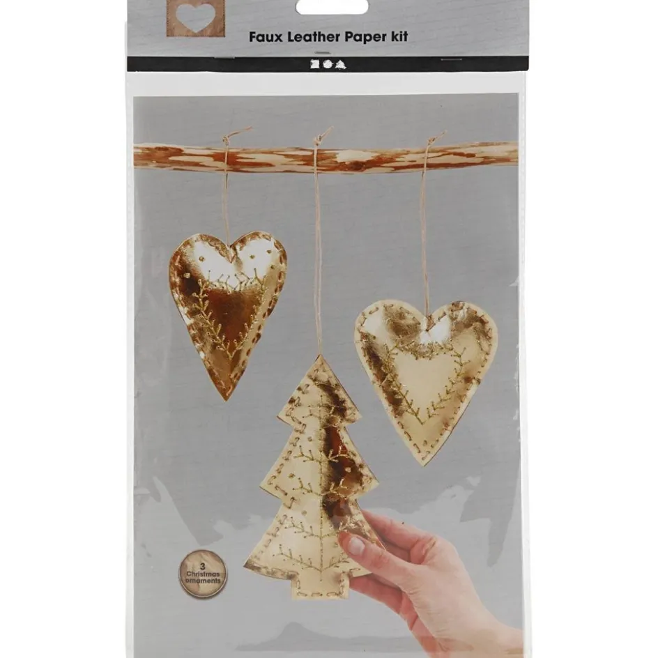 Creativ Company Faux Leather Christmas Ornaments| Leather Paper|Diy-Kits, Paper Crafts