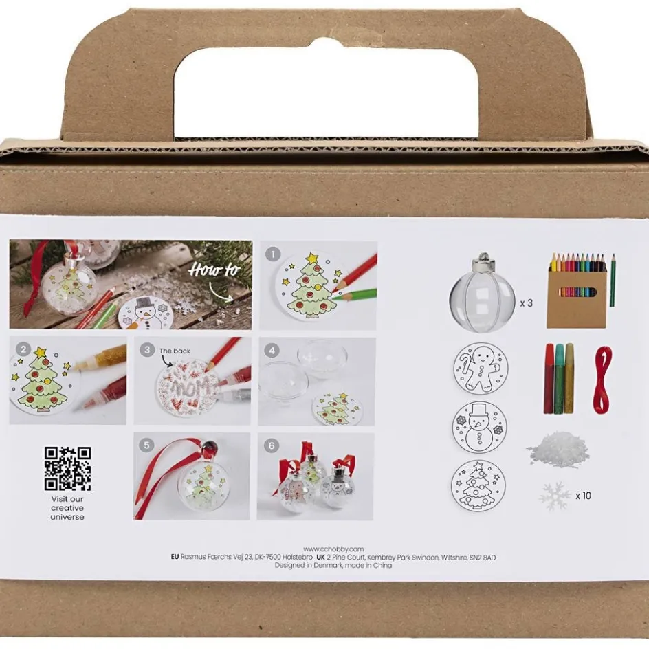 Creativ Company Mini Craft Kit Christmas Baubles| Figures, Eggs And Animals For Decorating|Diy-Kits, Items For Decoration