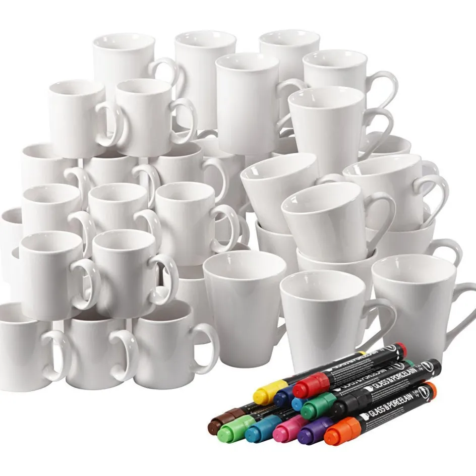 EasyKit Porcelain 48 Mugs| Creative Classroom Sets|Equipment And Utensils