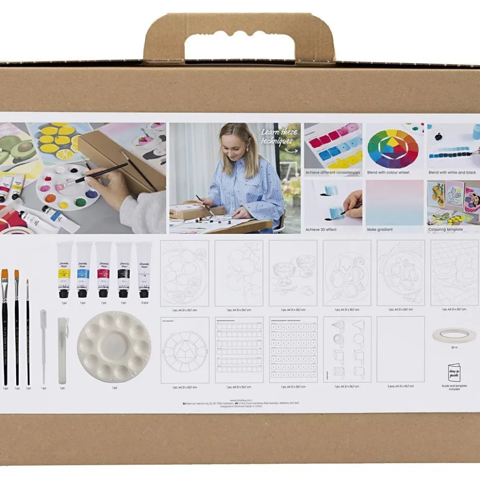 Creativ Company Starter Craft Kit Gouache| Textile Decoration|Watercolour Paints