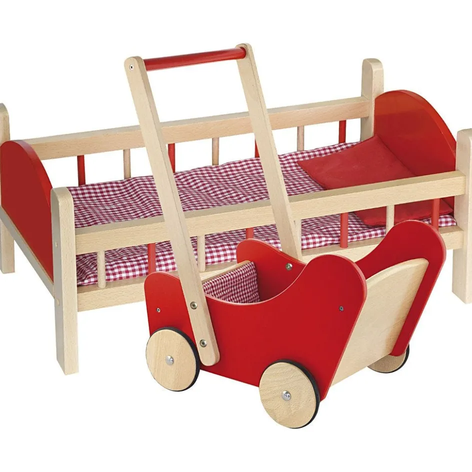 VIGA doll’s bed and wooden doll's pram| Indoor Play