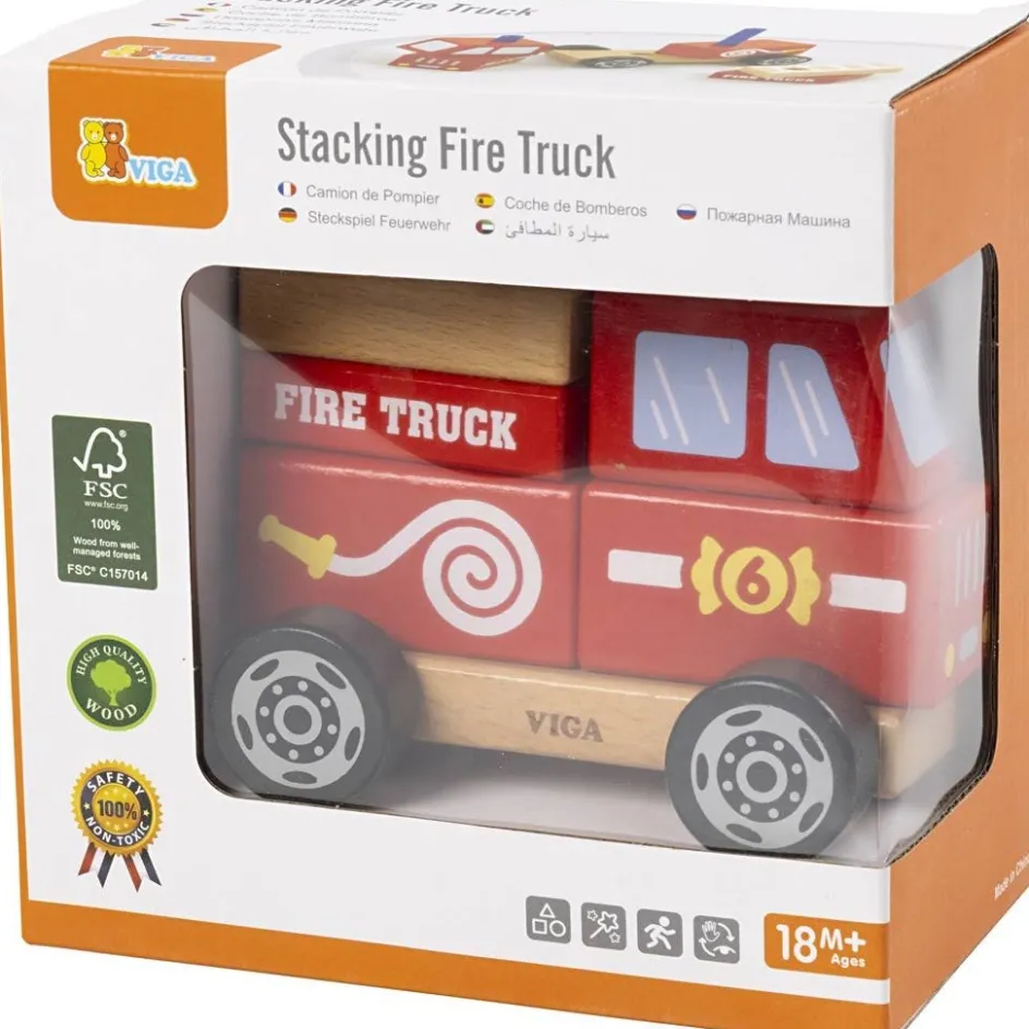 VIGA wooden stacking fire engine toy| Indoor Play