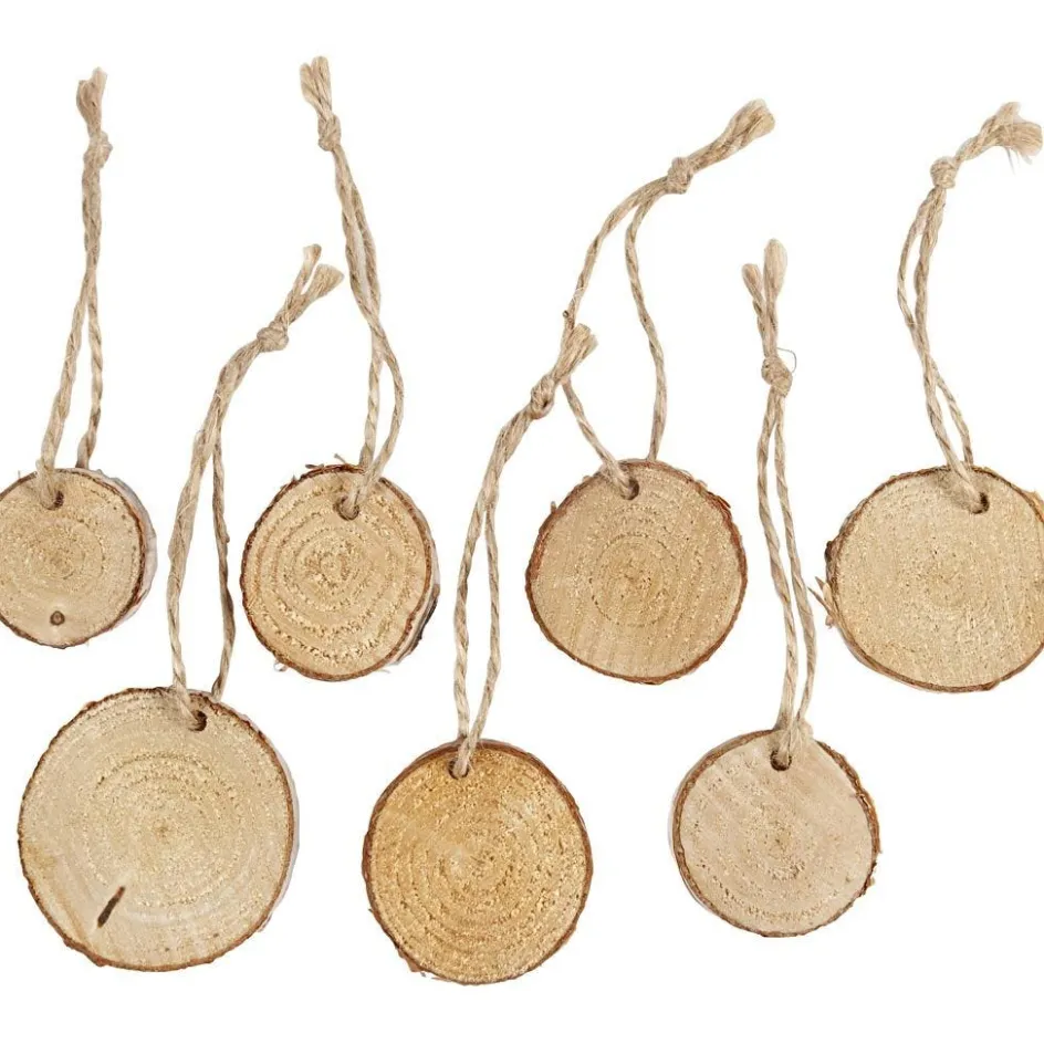 Creativ Company Wooden disc with hole for cord| Flower Arranging And Basket Weaving Supplies